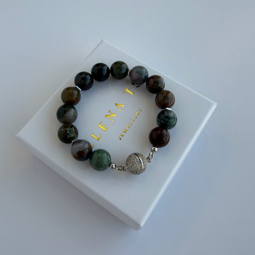 708 Agate Stone Beaded Bracelet